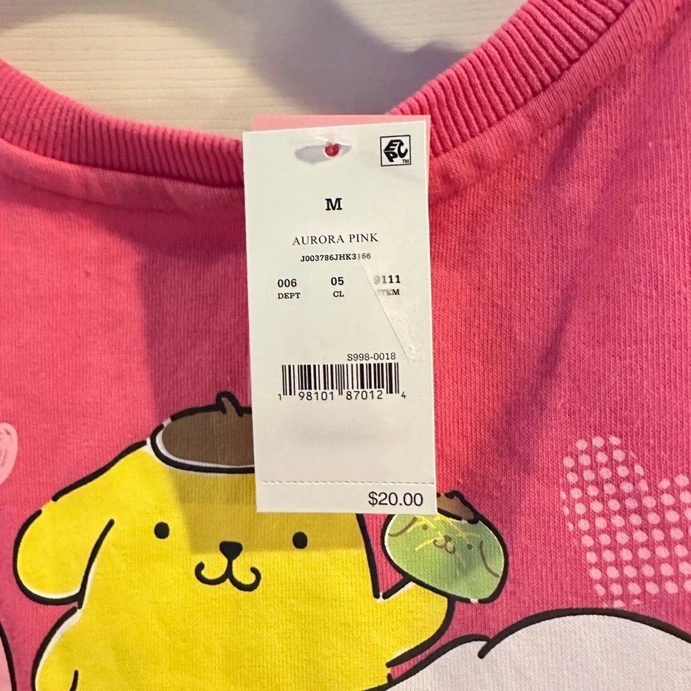 Sanrio Hello Kitty & Friends Pink Crew Sweatshirt - Juniors Sz Medium NWT Kuromi - Picture 6 of 8
